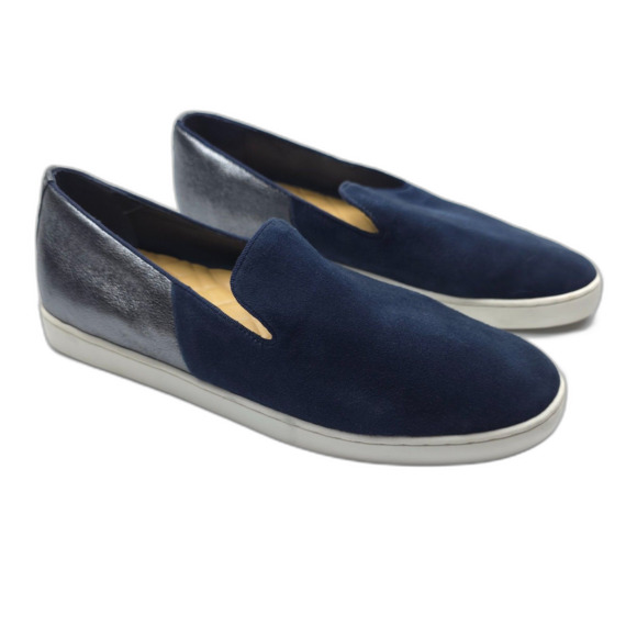 BIRDIES Slip-On Sneaker Night Sky Suede Metallic Sparkle Navy Casual Preppy Boho - Picture 2 of 9